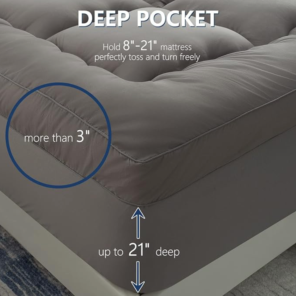 Fitted Mattress Topper - Elegant Grey