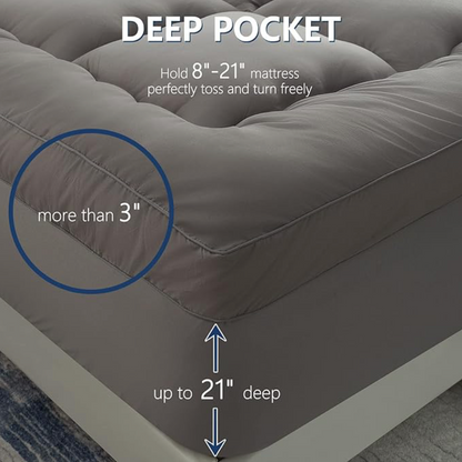 Fitted Mattress Topper - Elegant Grey